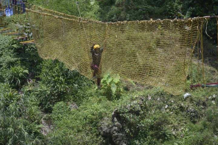 “If thinking about it makes you excited, imagine actually doing it!” crossing the net bridge rope activity in Sikkim